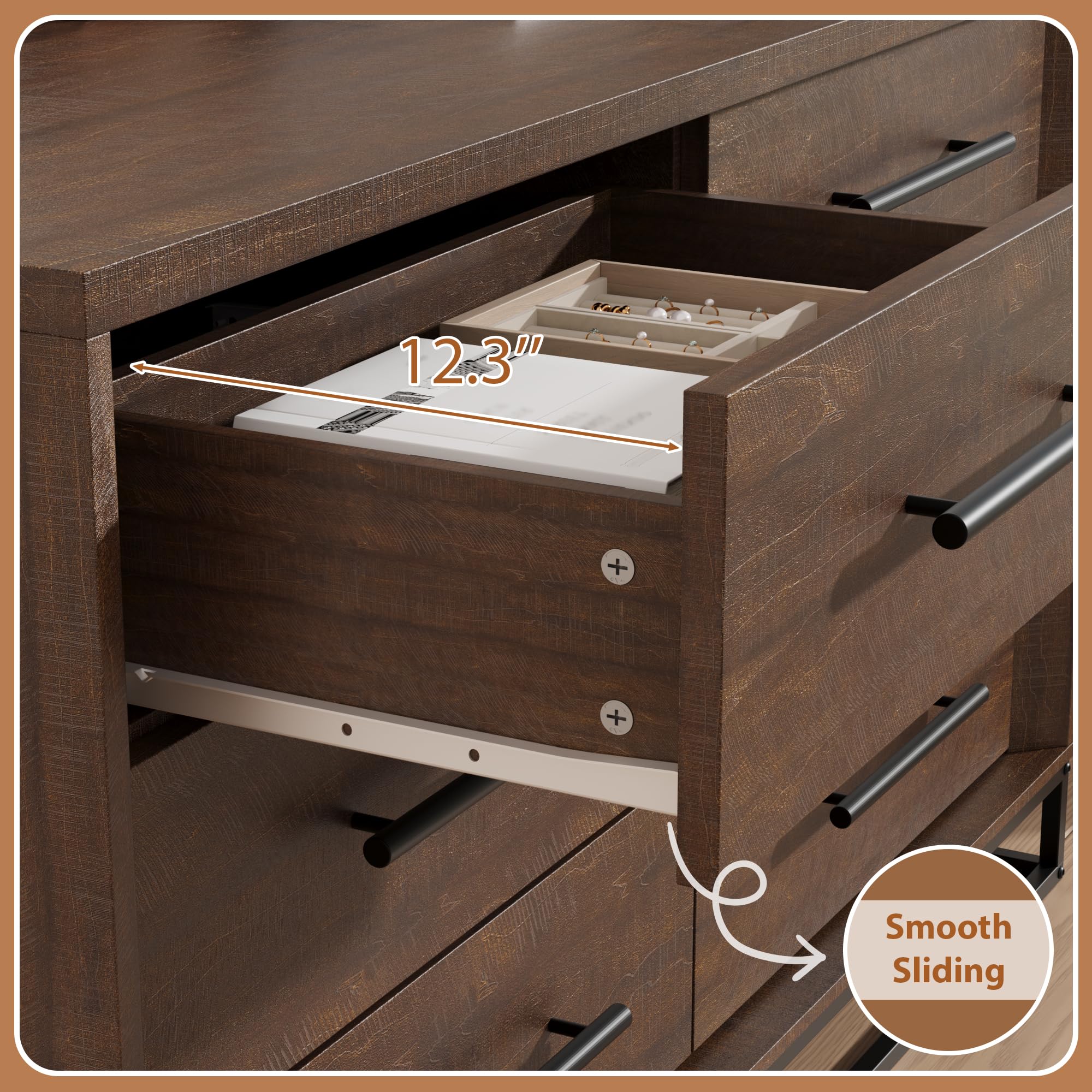 6 Drawer Dresser for Bedroom,  - огляд і ціна Metal Photo Panel
