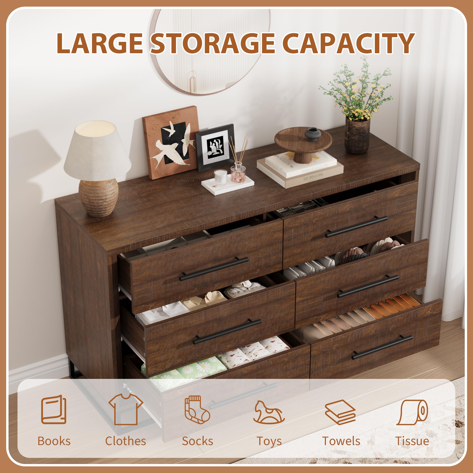 6 Drawer Dresser for Bedroom,  - огляд і ціна Metal Photo Panel